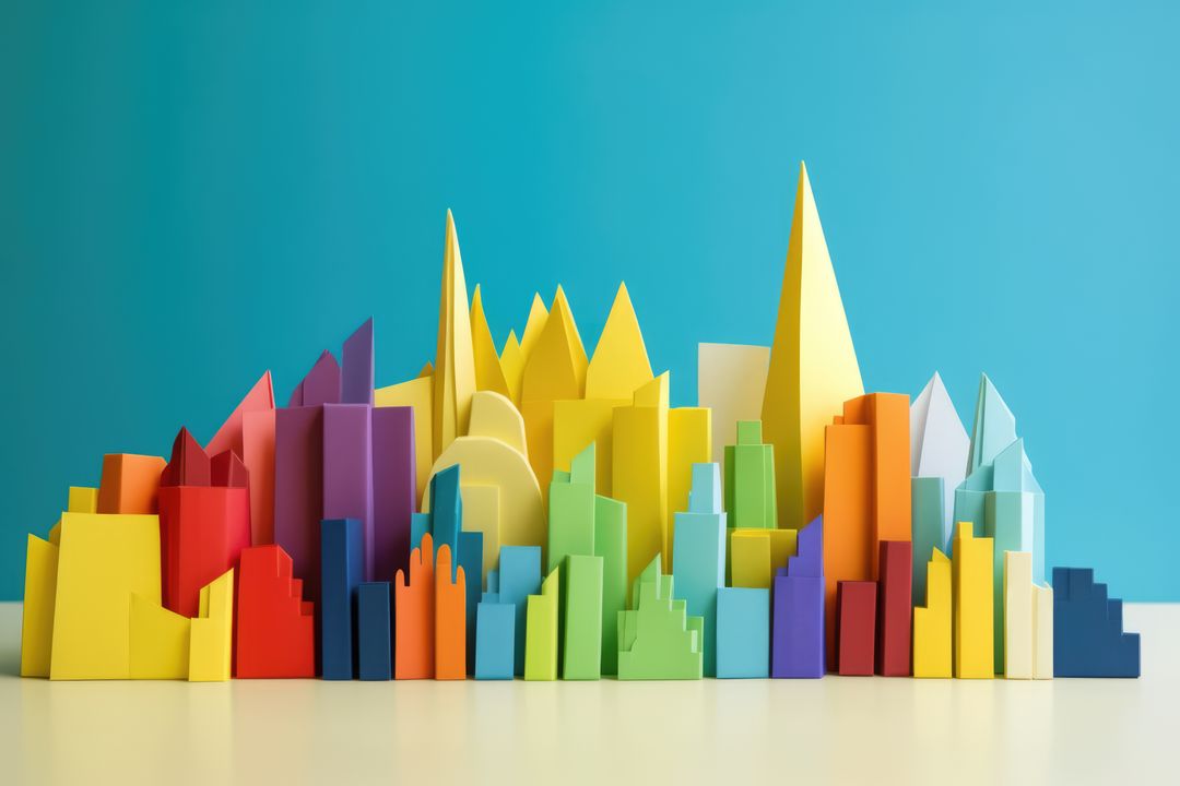 Origami cityscape on blue background, created using generative ai technology - Free Images, Stock Photos and Pictures on Pikwizard.com