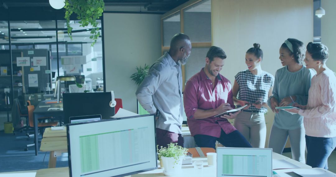 Diverse Business Team Collaborating on Financial Data Project