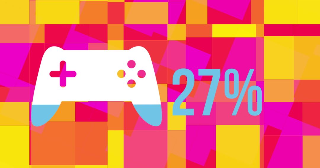 Retro Futuristic Game Controller Icon on Vibrant Abstract Background