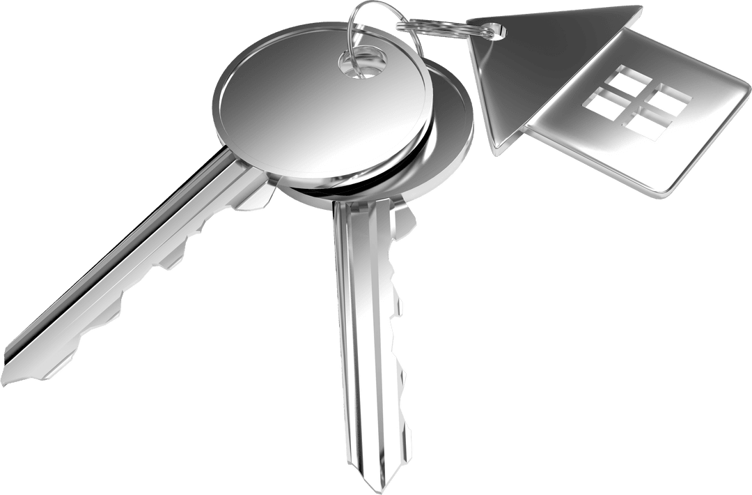 Transparent Silver Keys with House Fob Symbolizing Property Ownership