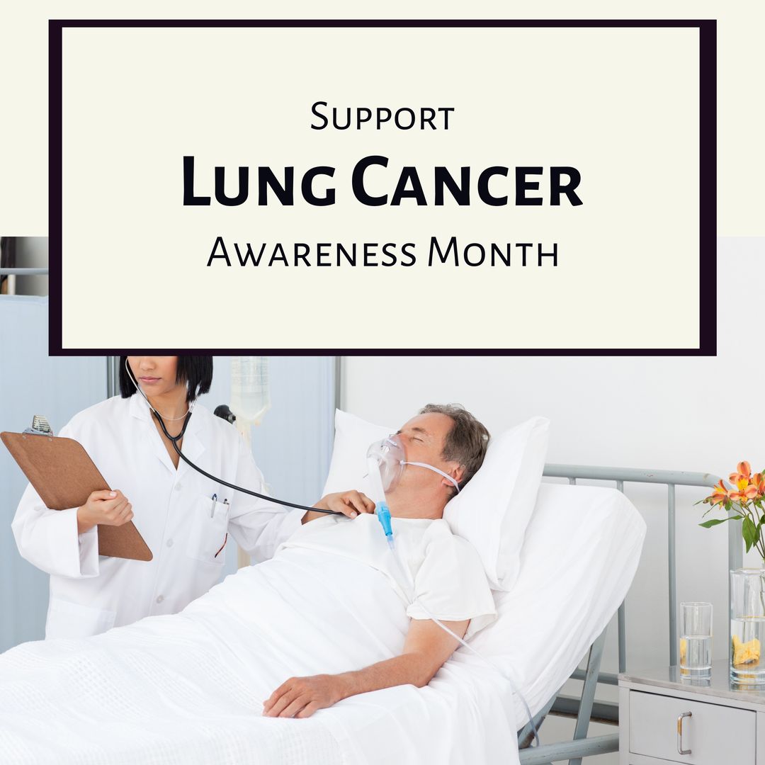 Image of lung cancer awareness month over asian female doctor and caucasian senior patient - Download Free Stock Templates Pikwizard.com