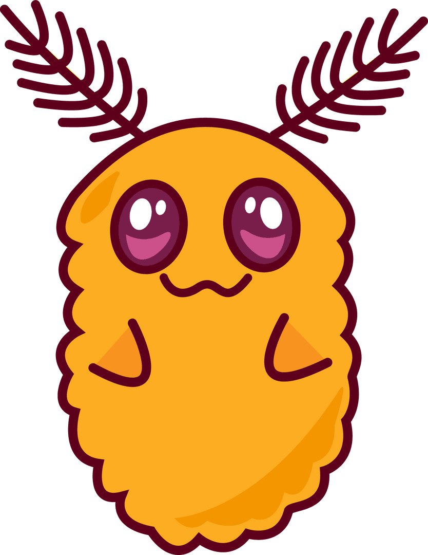 Fuzzy Oval Creature with Antler-like Features Transparent Character