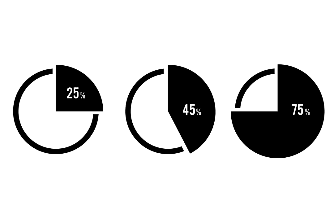 Transparent Vector Image of Circle Diagrams with Percentages Displayed