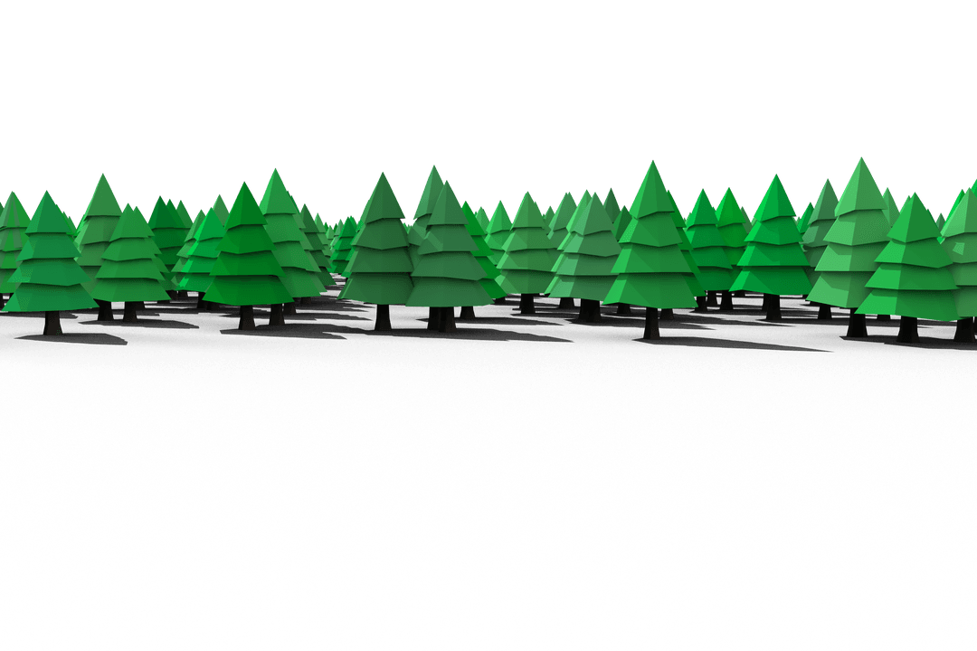 Digital Illustration of Green Coniferous Forest on Transparent Background