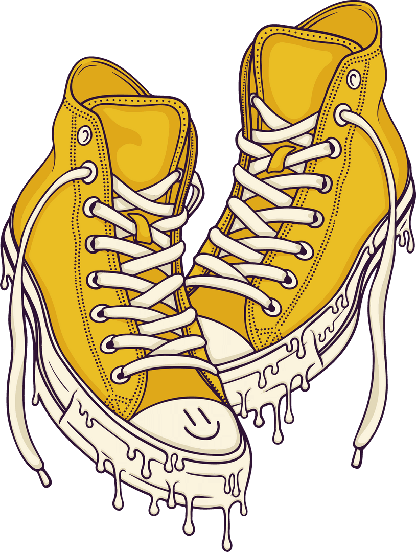 Melting Yellow Sneakers Vector on Transparent Background