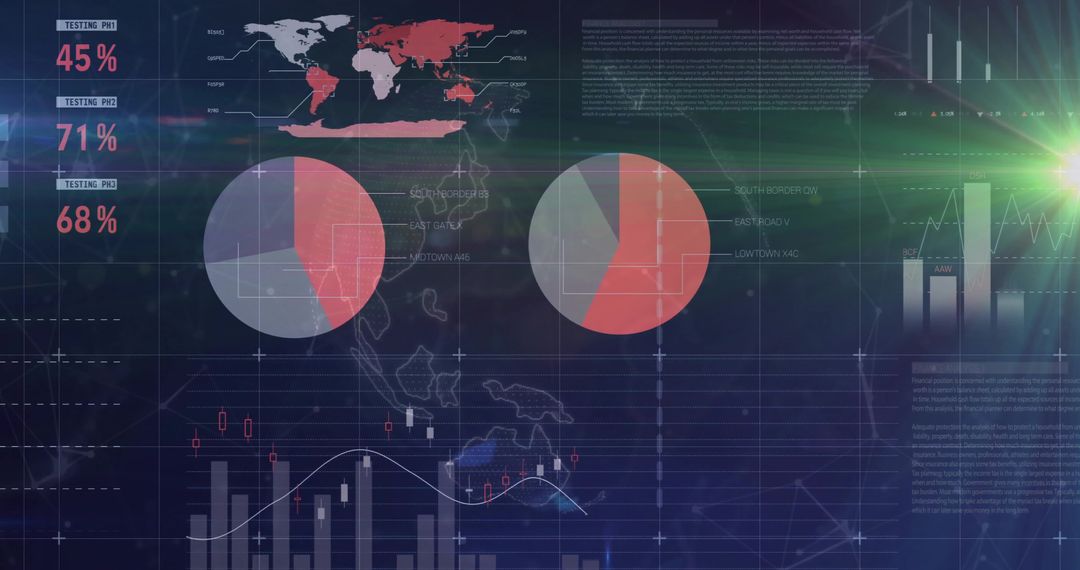 Futuristic Data Visualization with World Map and Charts