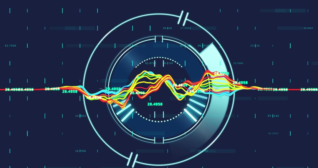 Futuristic data visualization with technology hud interface
