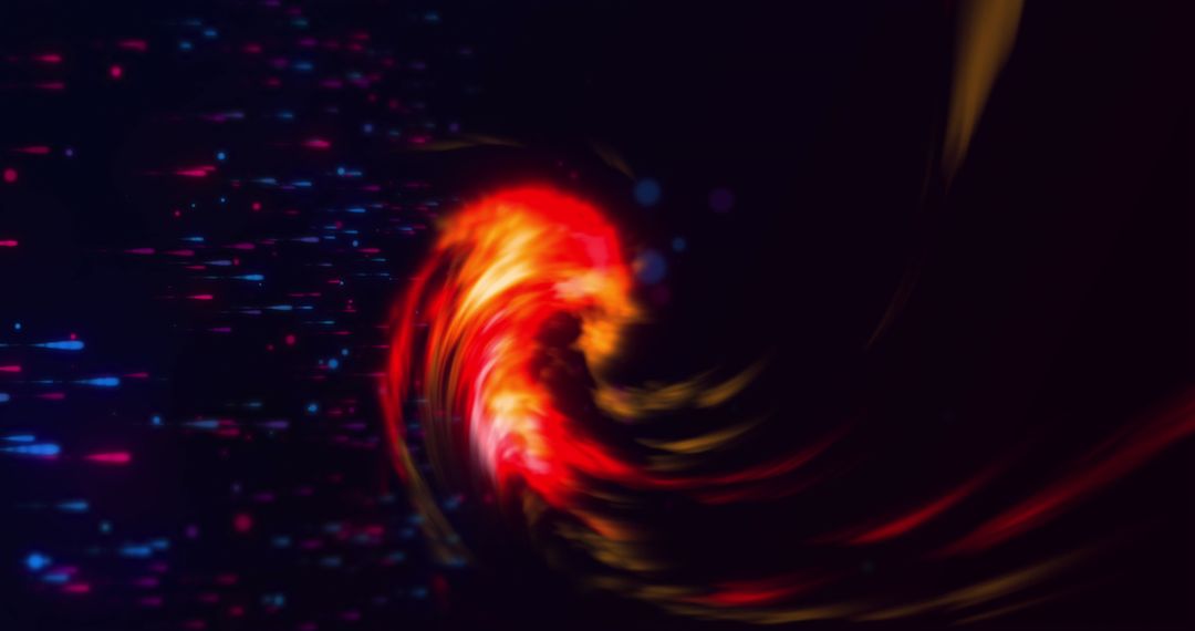 Fiery Swirl in Vibrant Arc of Light Particles