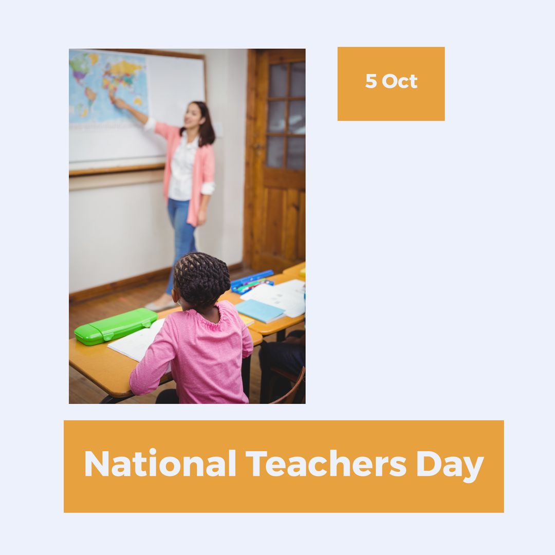 Diverse Classroom Celebrating National Teachers Day Concept