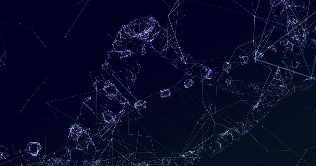 Futuristic Digital Network with DNA Strand Overlay