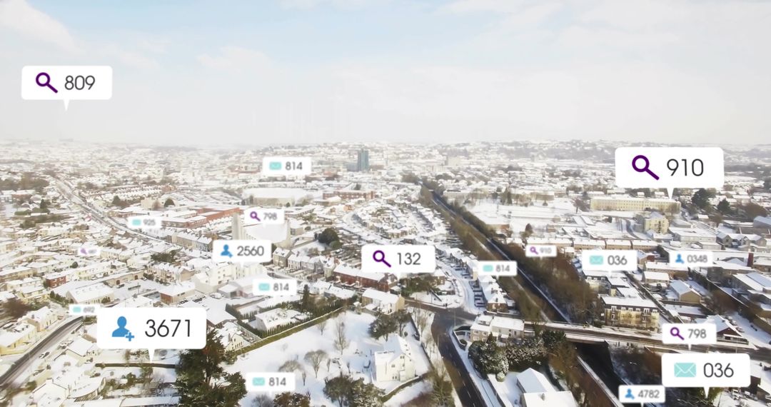 Dynamic Social Media Interaction Over Winter Cityscape