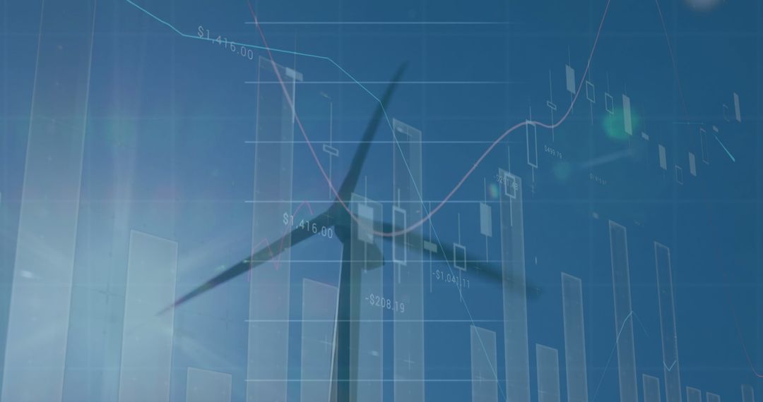 Renewable Energy Graphs over Wind Turbine Silhouette