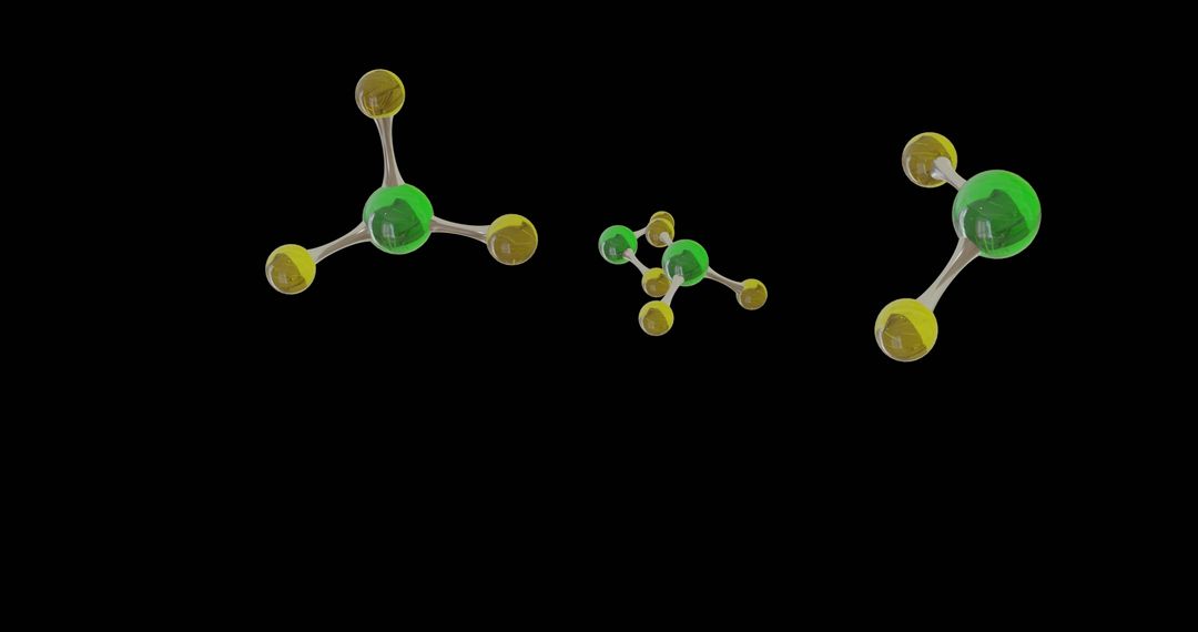 3D Molecular Structure Models on Black Background