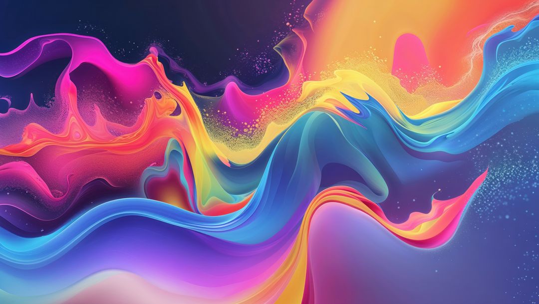 Vibrant Fluid Waves with Cosmic Gradient Colors and Particles