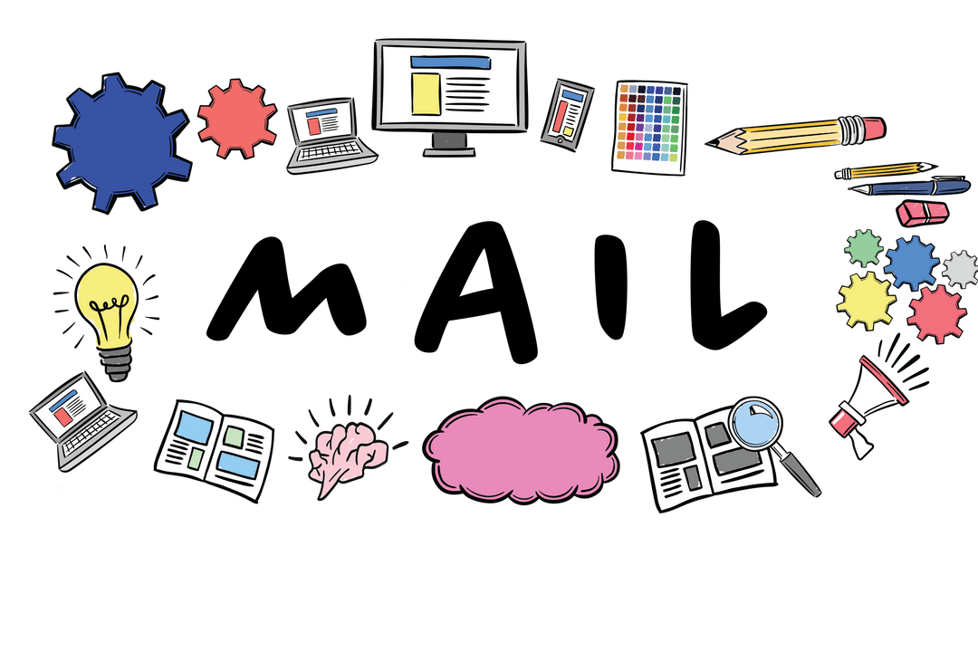 Creative Business and Technology Icons on Transparent Background