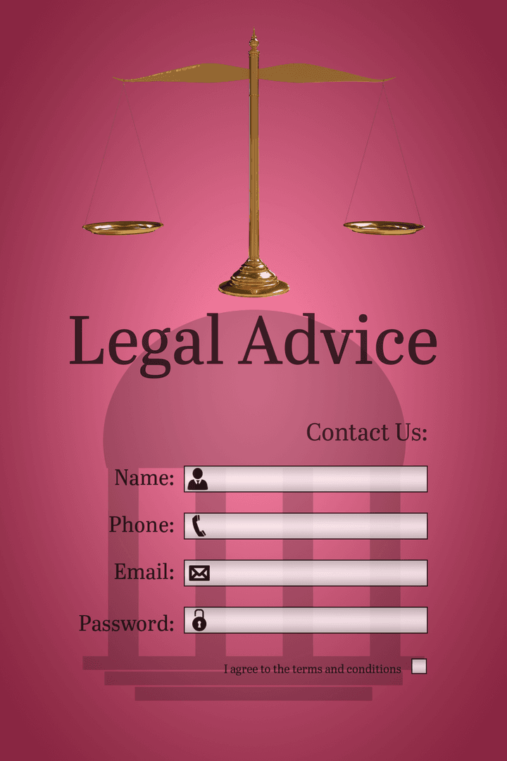 Transparent Legal Advice Contact Form with Scales of Justice