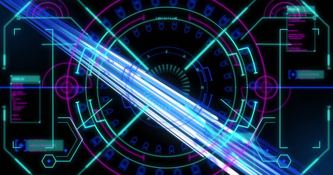 Futuristic Digital HUD Interface with Light Beams