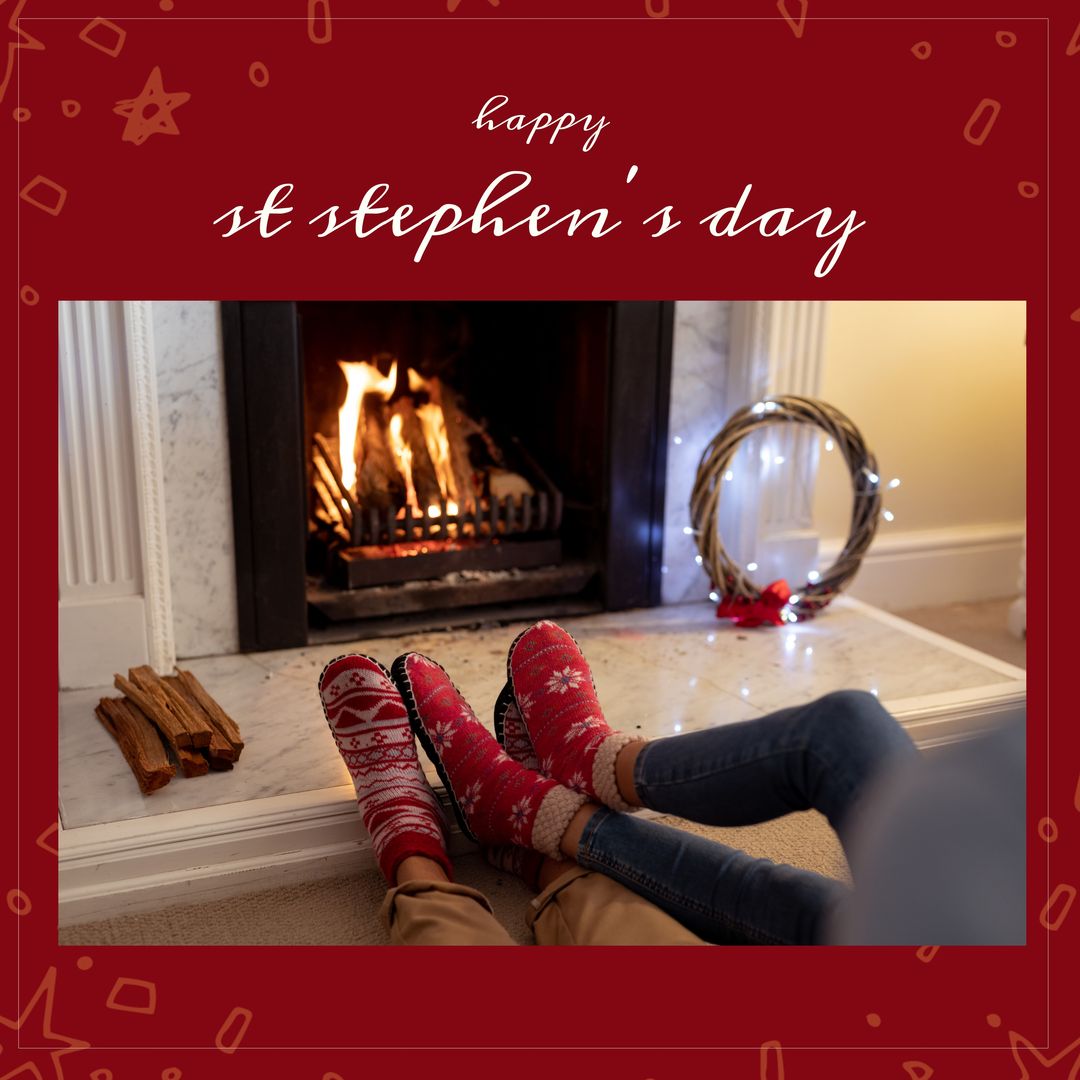 Cozy Couple Relaxing by Fireplace on St. Stephen's Day - Download Free Stock Templates Pikwizard.com