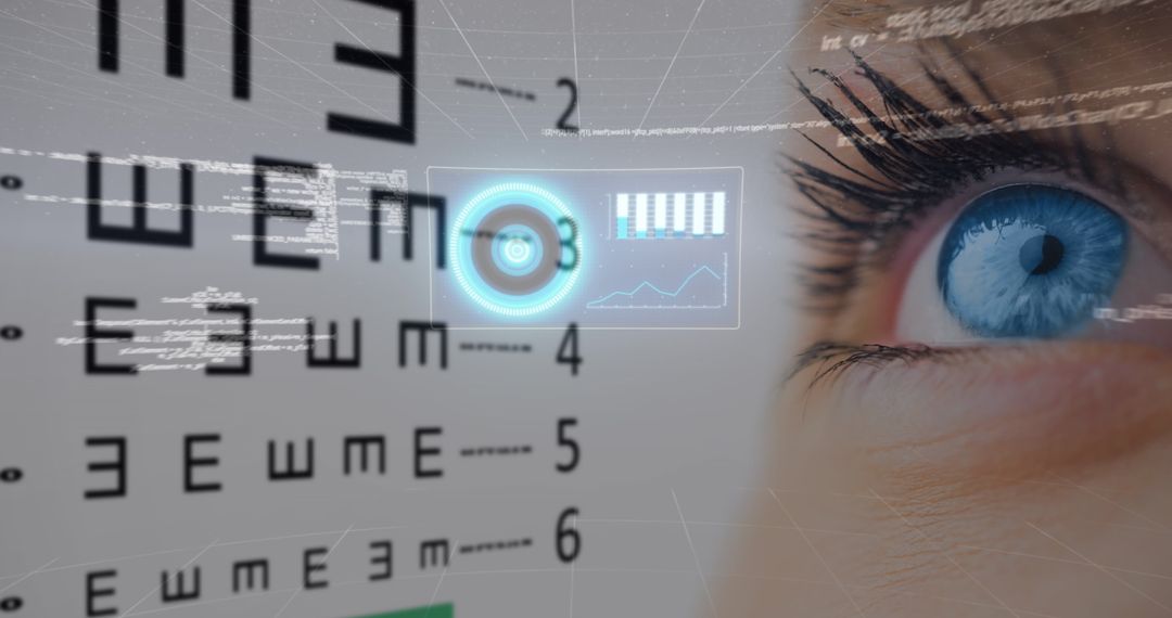 Digital Eye with Data Overlay in High-Tech Interface