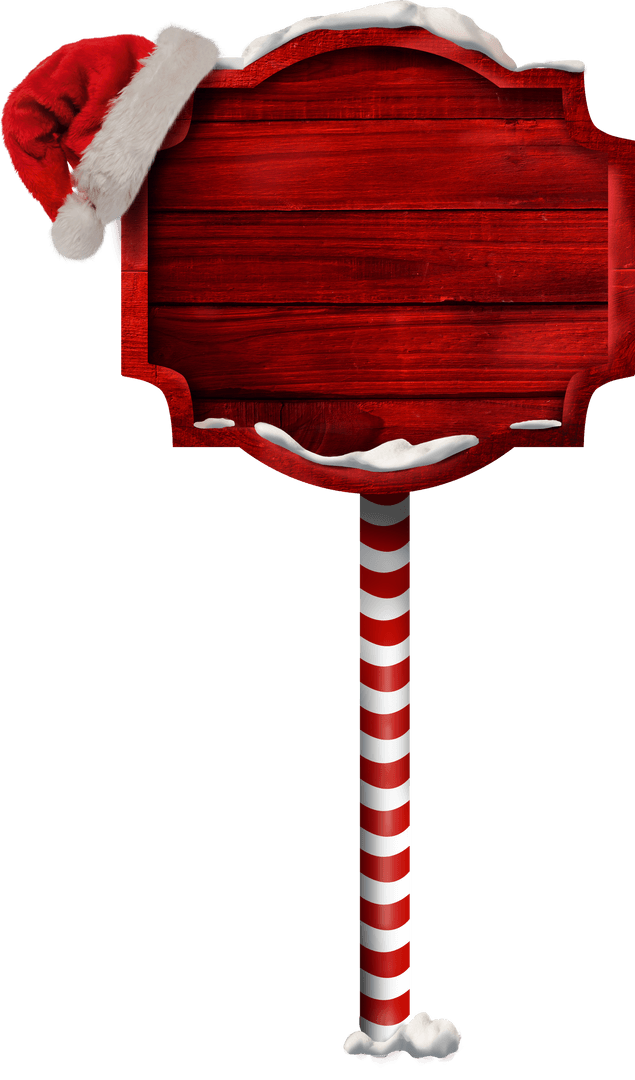 Transparent Santa Hat on Rustic Wooden Frame with Snow