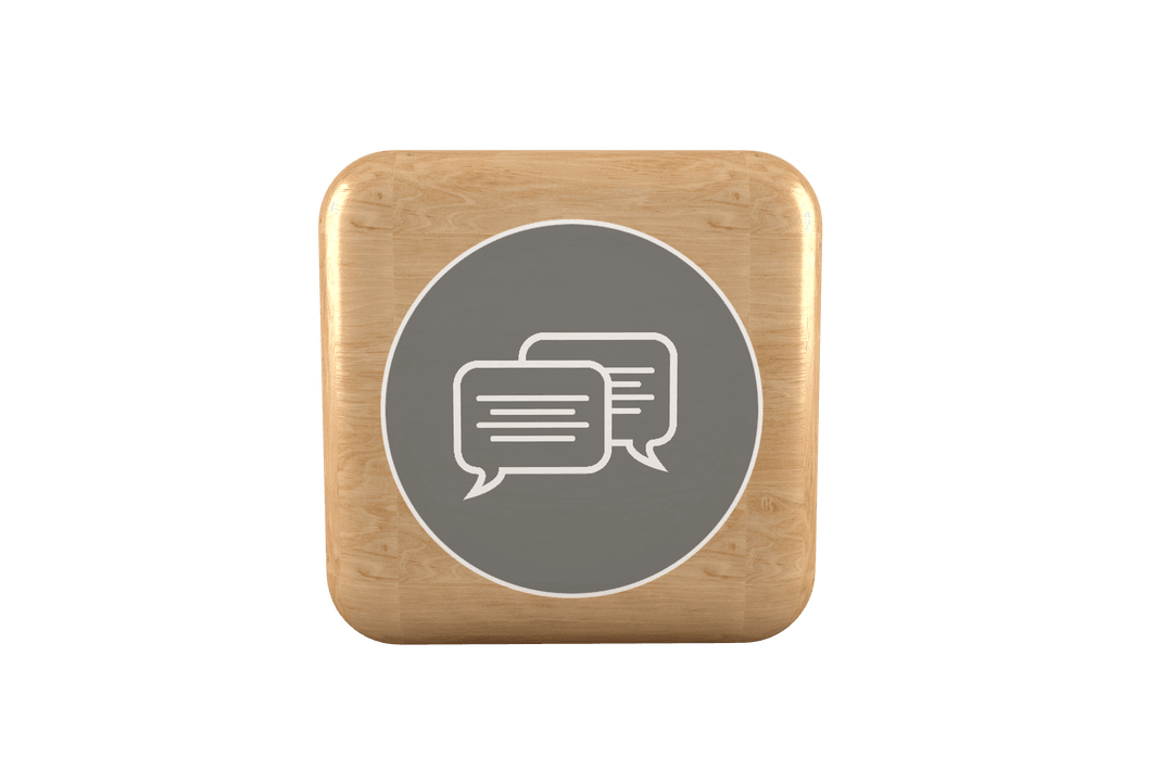 Transparent Wooden Block with Speech Bubbles for Social Media Concepts