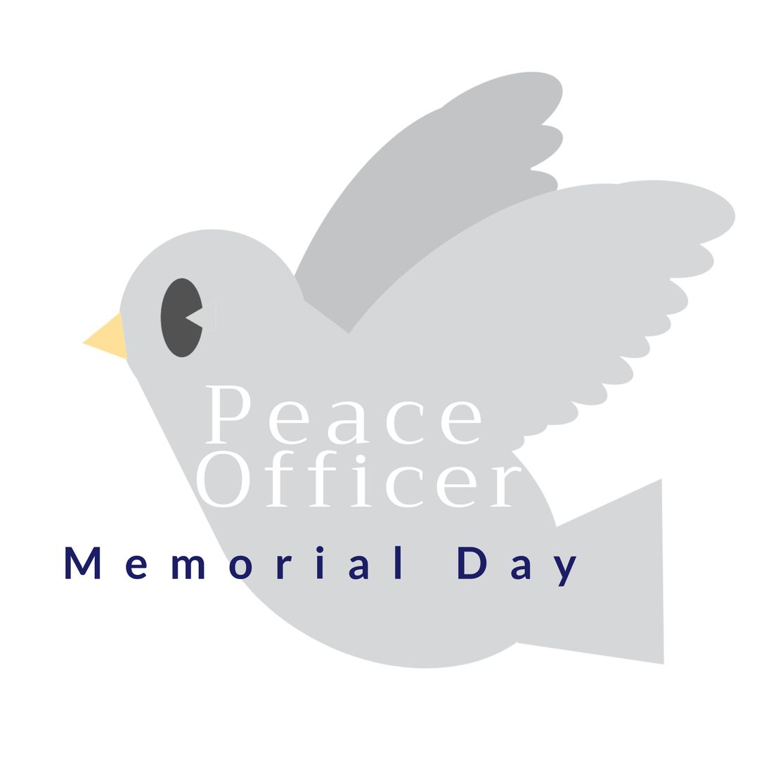 Peace Officer Memorial Day Dove Illustration on White Background