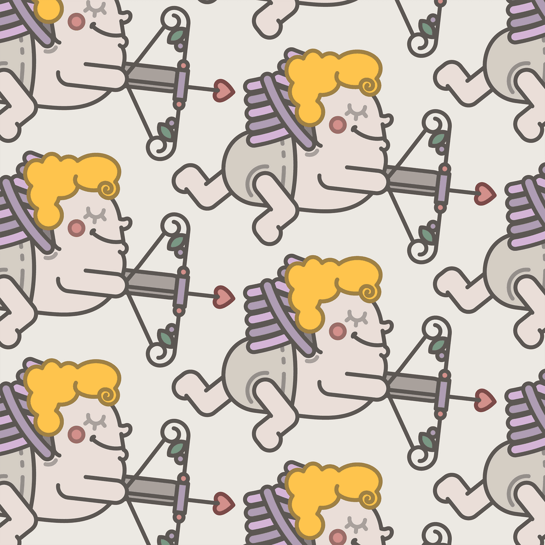 Charming Cupid Pattern on Transparent Background for Valentine's Day