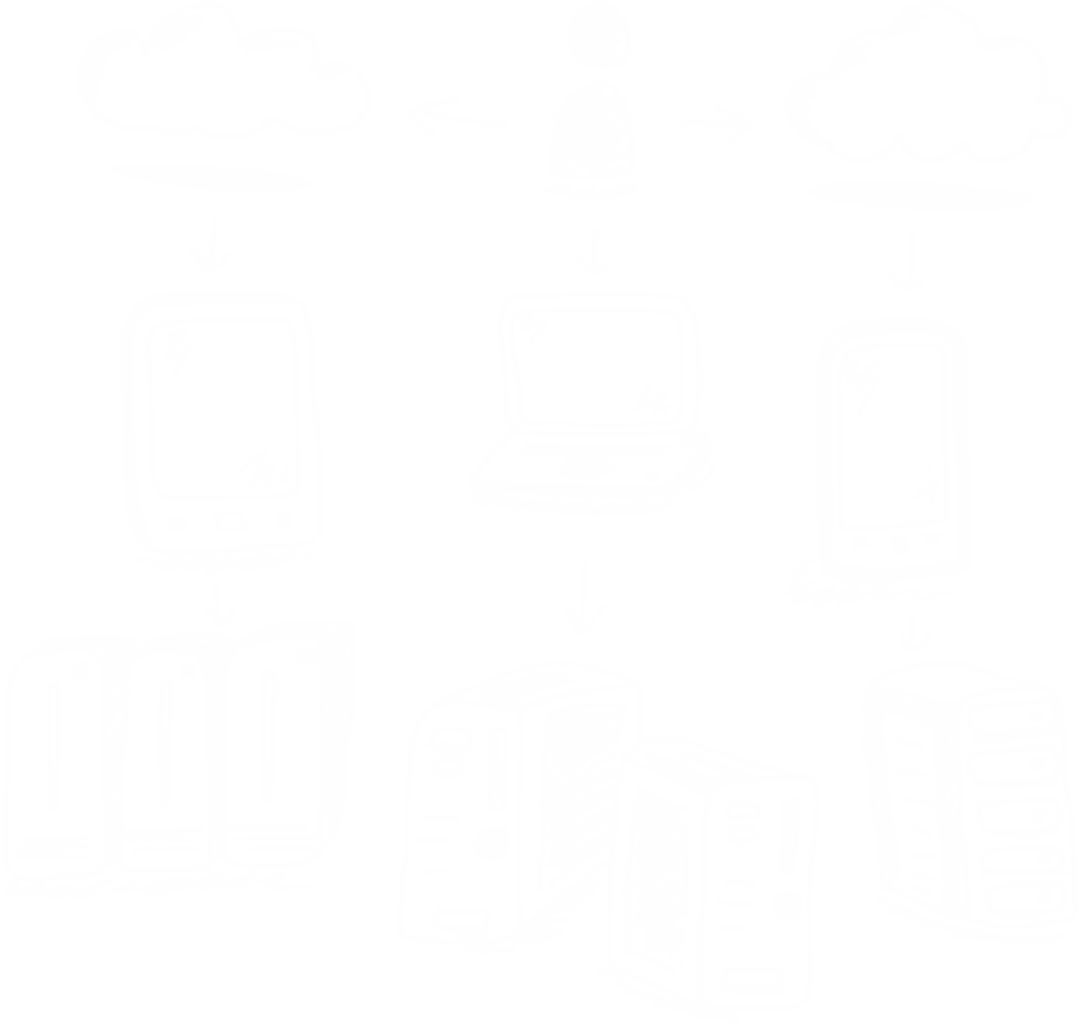 Transparent Digital Illustration of Cloud Computing Network Elements