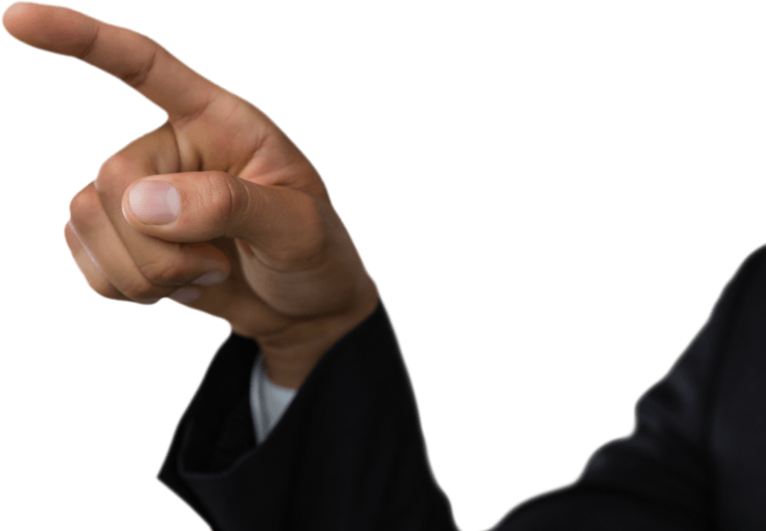 Transparent Cropped Hand of Businessman Pointing Forward
