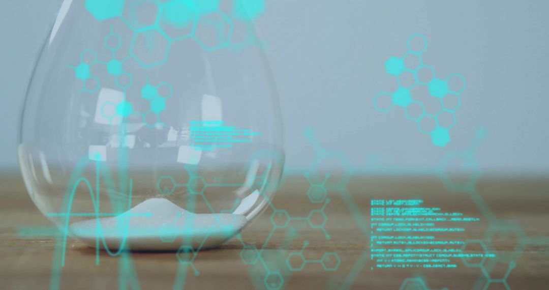 Digital Data and Chemical Formulas Over Hourglass