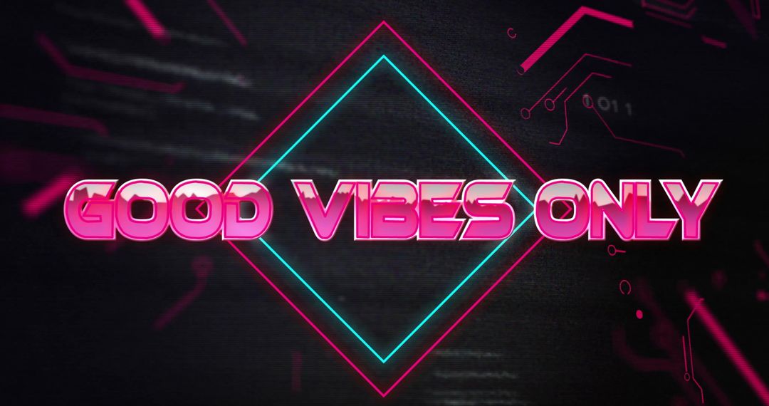 Good Vibes Only Neon Sign with Pink and Blue Diamond
