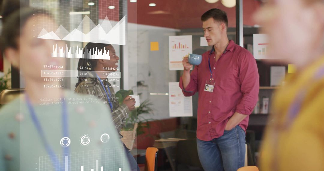 Business Professionals Discussing Digital Data Analytics in Modern Office