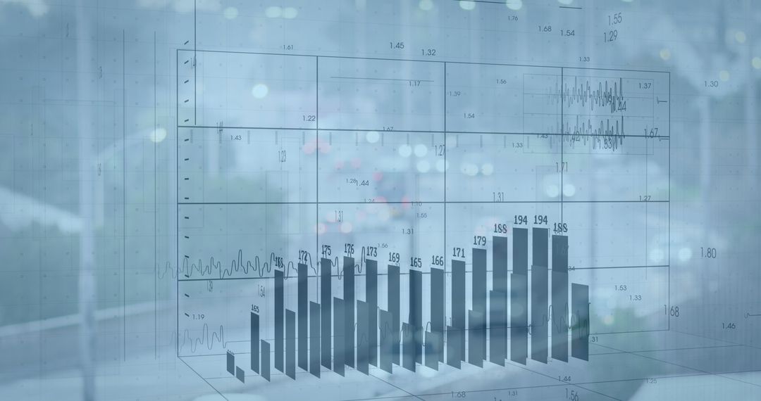 Digital Graph Overlay on Cityscape Representing Financial Growth