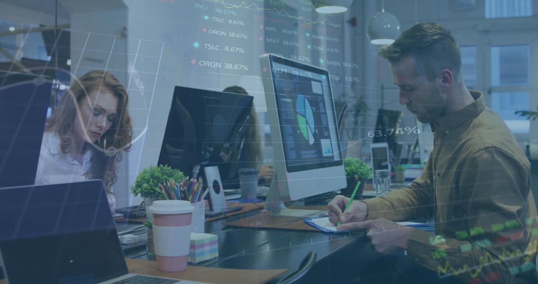 Contemporary Office with Diverse Team Analyzing Financial Data