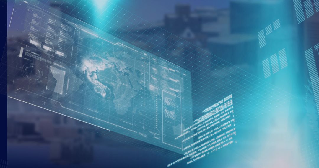 Futuristic Digital Interface with Data overlay in City