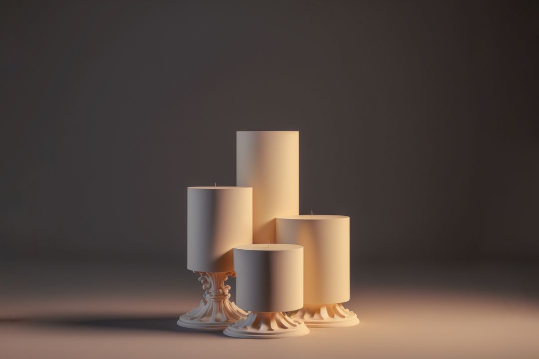 Elegant Minimalistic Arrangement of Ivory Candles