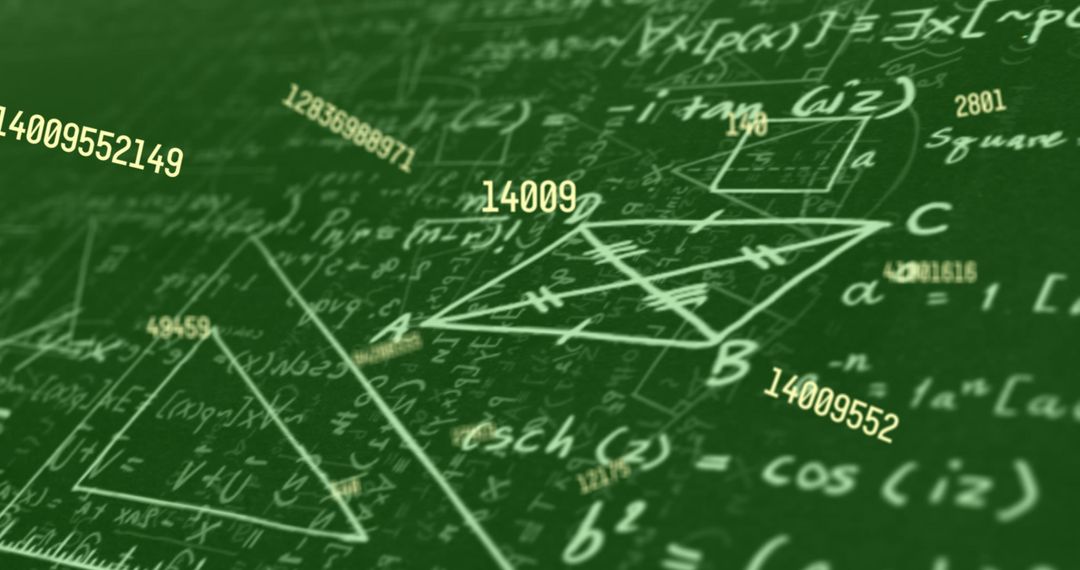 Floating Numbers and Equations on Green Digital Background