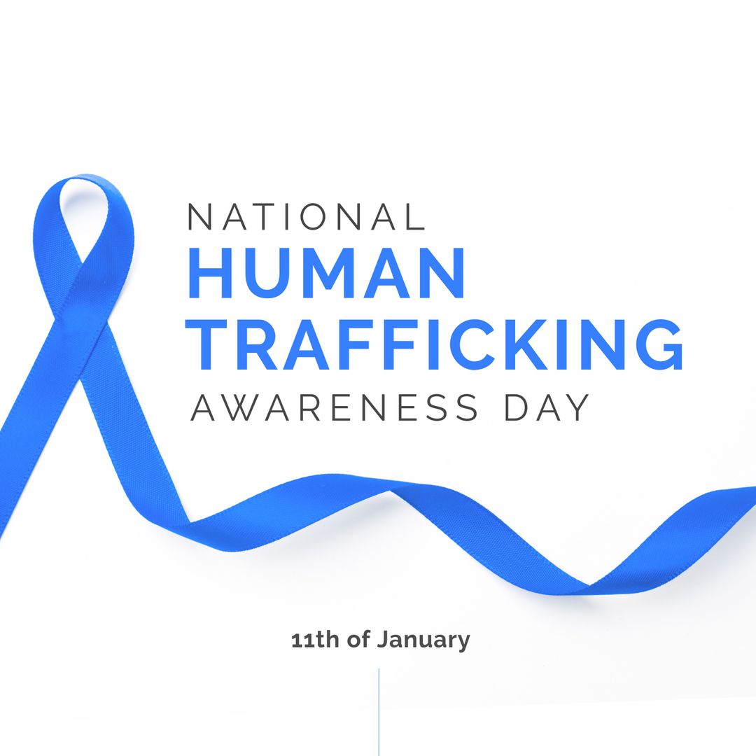 National Human Trafficking Awareness Day with Blue Ribbon Concept