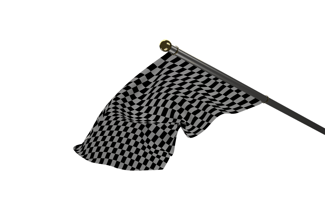 Digital Black and White Checkered Flag with Transparent Background