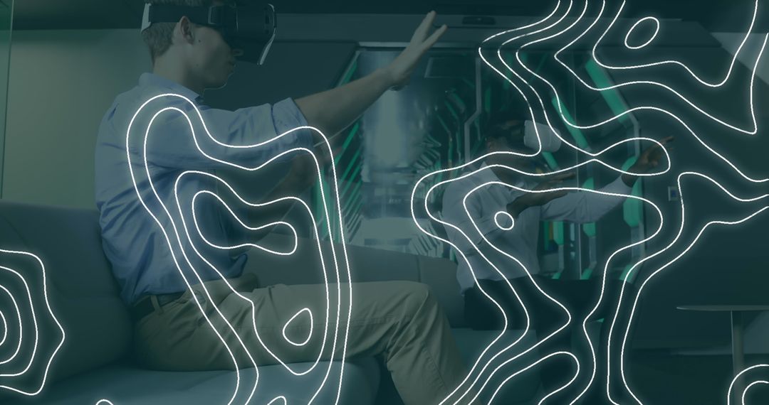 Businessman Exploring Virtual Reality with Interactive Design