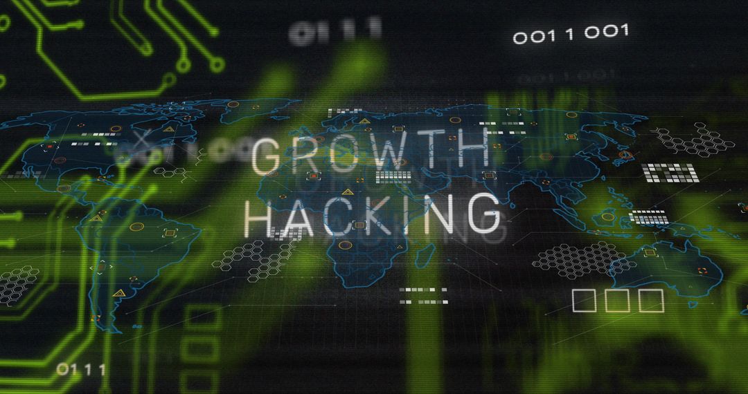 Growth Hacking Concept with Digital Circuit Overlays