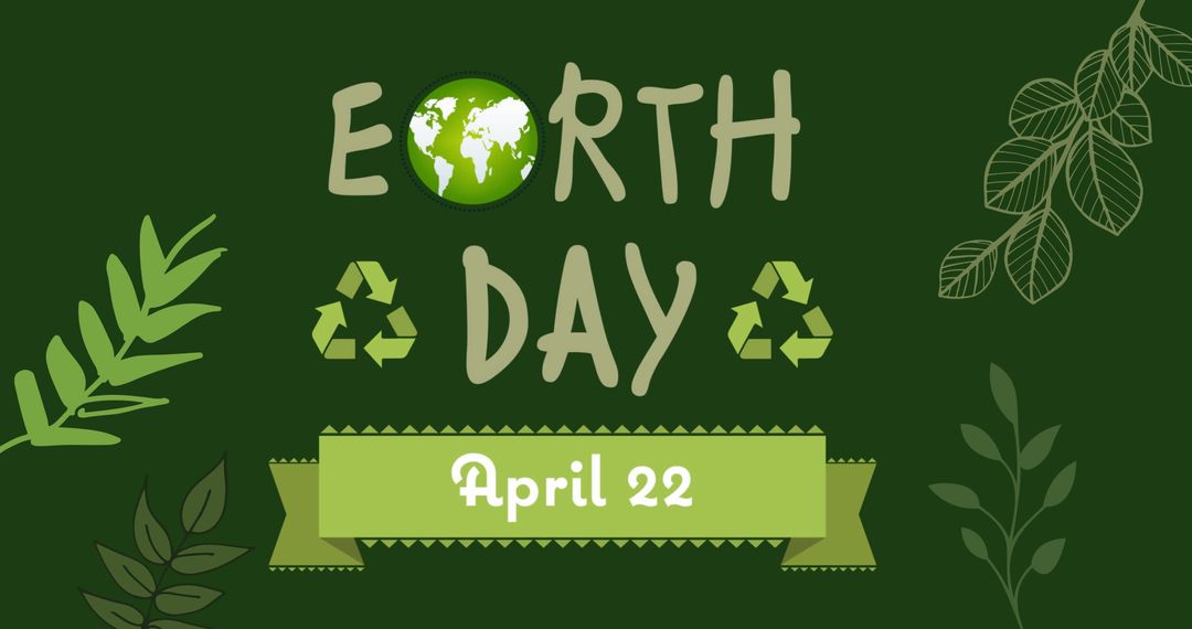 Earth Day Concept with Leaves and Recycling Symbols