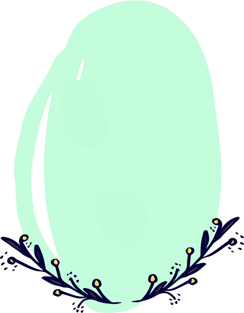 Abstract Green Shapes with Botanical Accents on Transparent Background