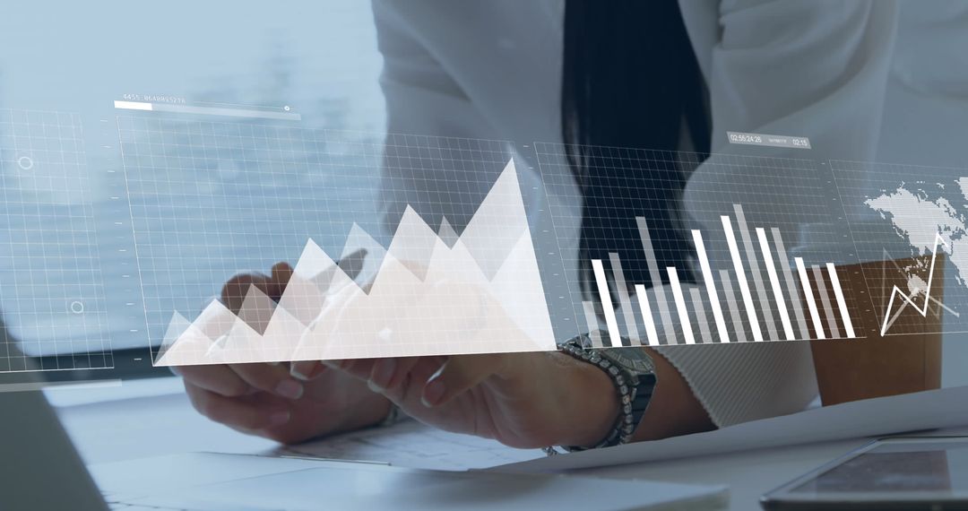 Business Team Analyzing Statistical Data on Digital Interface