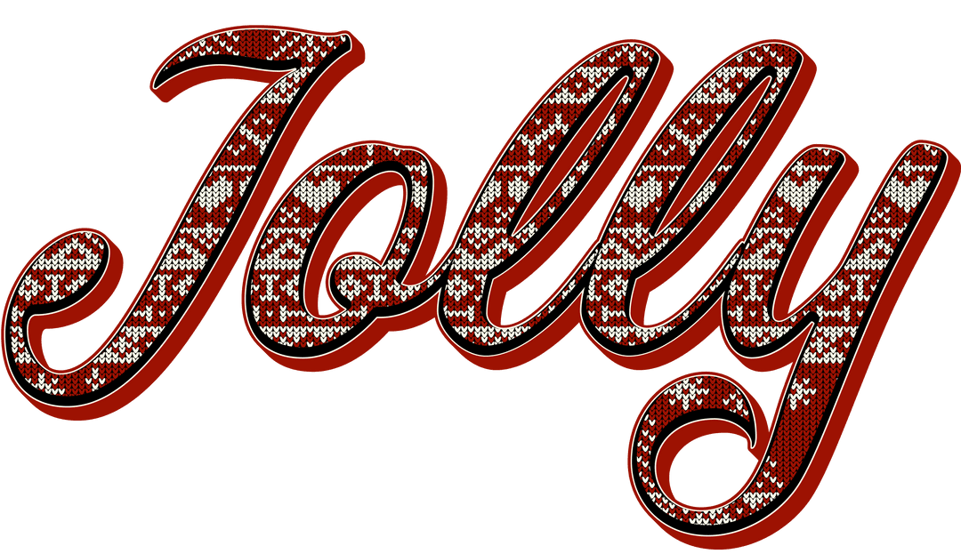 Transparent Festive Jolly Text with Traditional Christmas Pattern