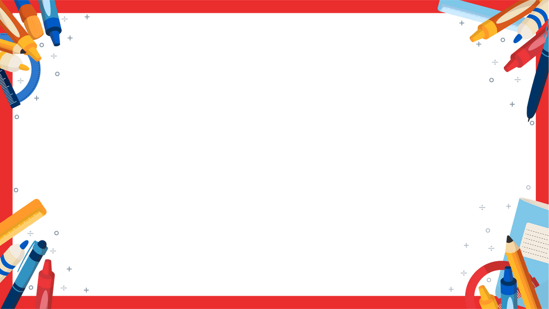 Stationery Frame with Colorful School Supplies on Transparent Background