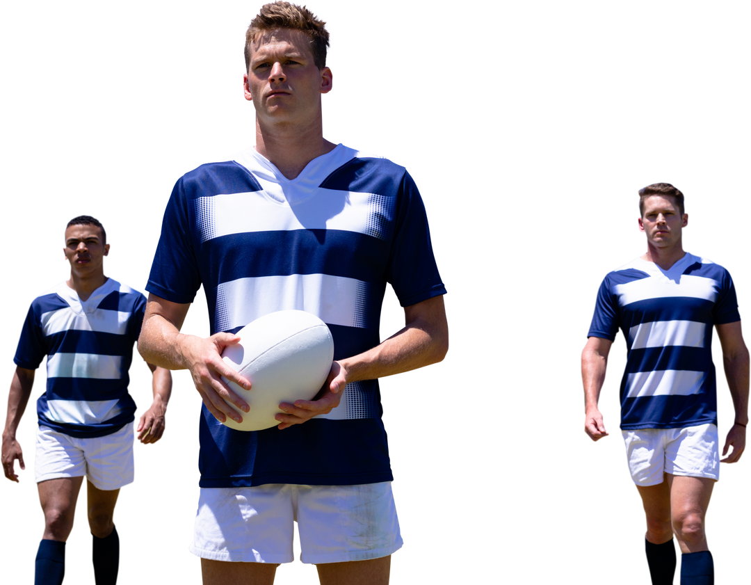 Diverse Rugby Players Holding Ball on Transparent Background - Download Free Stock Images Pikwizard.com