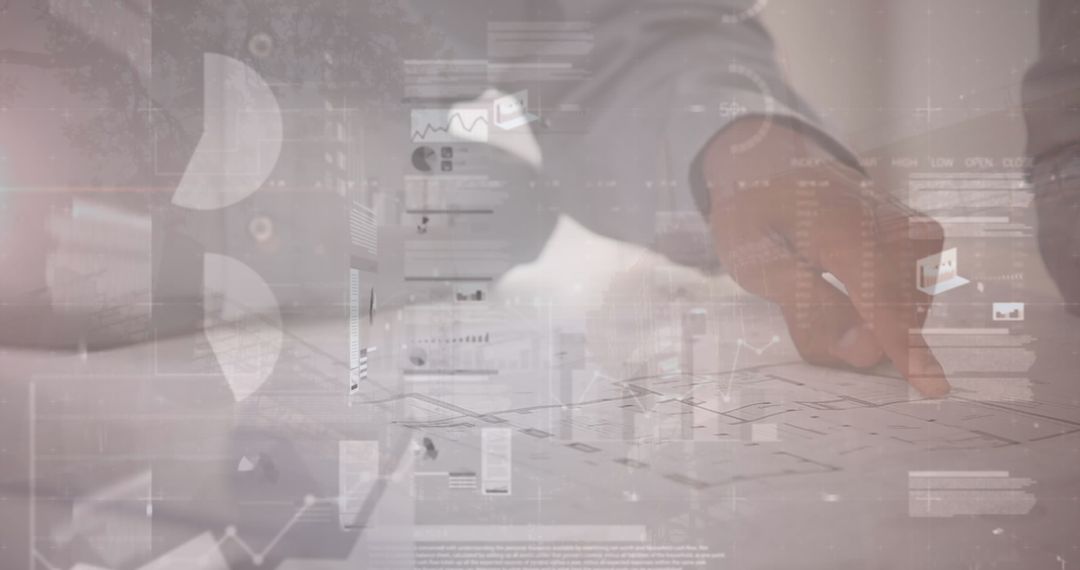 Architect Analyzing Data and Blueprint with Digital Graphs - Free Images, Stock Photos and Pictures on Pikwizard.com