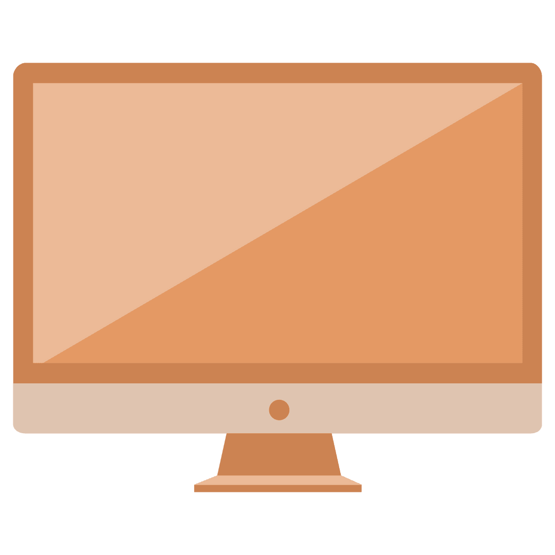 Transparent Orange Computer Screen on White Background