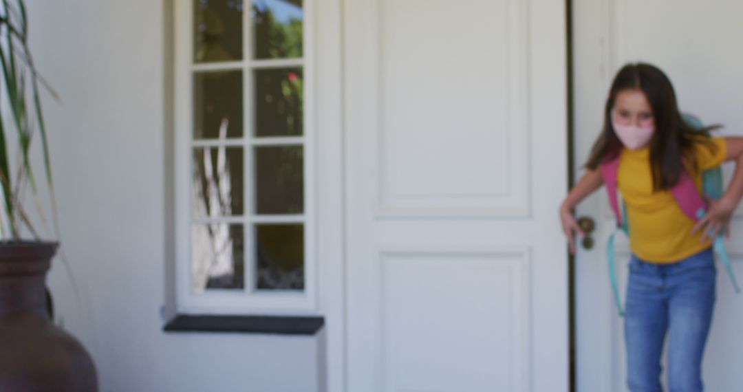 Child in Face Mask Ready for Back to School